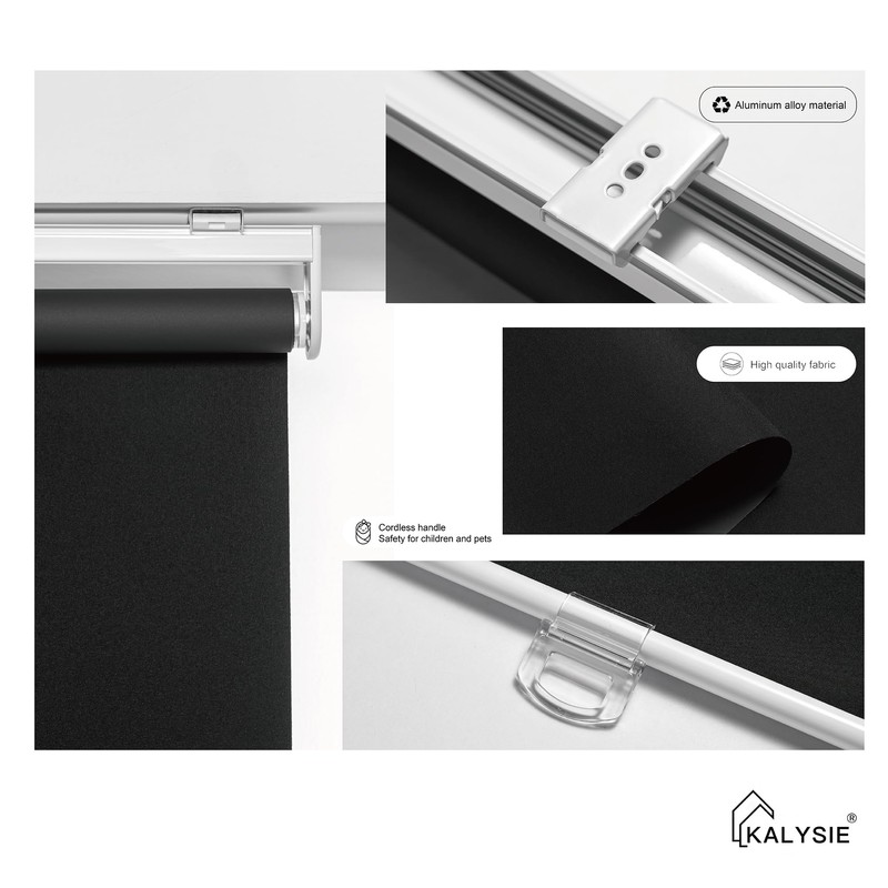 KALYSIE Custom Roller Shades 100% Blackout Blinds for Windows and