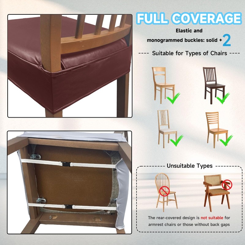 PU Leather Seat Covers for Dining Chairs Set of 4