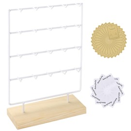 RNTBWD Earring Display Stand for Selling 4 Tier 20 Hooks Wood Earring Display Rack Holder for earings necklaces rings bracelets keychains (White)