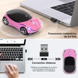 ASHATA 2.4GHz Transmisión inalámbrica Mouse óptico Bluetooth inalámbrico, Mouse para Juegos y ratón de Oficina con Receptor USB para tabletas/ME/Windows PC / (Rosa)