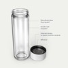 EVER VESSEL Glass Multi Tea Infuser Bottle 14oz - Double