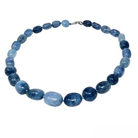 Treasure Bay Chunky Natural Gemstone Beaded Necklace for Women, Women's Handmade Necklace (Agate Blue)