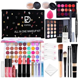 Holzsammlung Makeup Kit, Makeup Sets for Women, Cosmetic Make Up Starter Kit, Portable Travel Make Up Set for Teens Girls Includes Eyeshadow Palette Lipstick Concealer Eyeliner Mascara #C