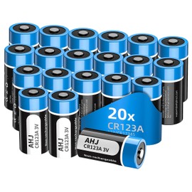 CR123A 3V Lithium Battery, 20 Pack 1600mAh CR123 CR17345 Batteries for Flashlight Alarm System and Security Device etc, 10 Year Shelf Life【Non-Rechargeable】