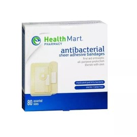 Health Mart 80 ea. assorted sizes Antibacterial Sheer adhesive Bandages