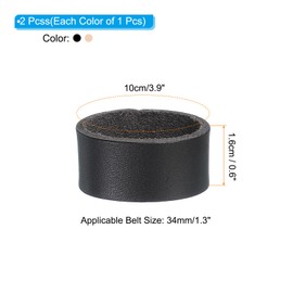 PATIKIL Leather Loop Keeper, 2 Pcs Leather Loops Belt Keeper Loops Retainer Straps Replacement for 1.3 Inch Wide Belts/Straps, Black/Khaki