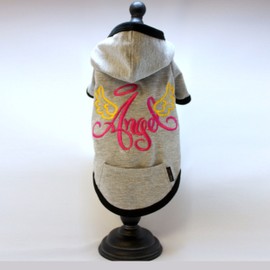 Alphadog Series Angel Embroidery Hooded (Hoody) T-Shirt with Pocket for Your Dog or Cat (XL, Grey)