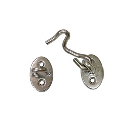 QCAA Reversible Hook, 304 Stainless Steel 360 Degree Swivel Cabin Hook Latch & Eye, 2-1/2", Stainless Steel, 2 Pack