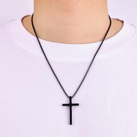 Inspirational Bible Verse Cross Necklace for Men - Stainless Steel