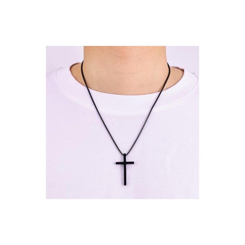 Inspirational Bible Verse Cross Necklace for Men - Stainless Steel
