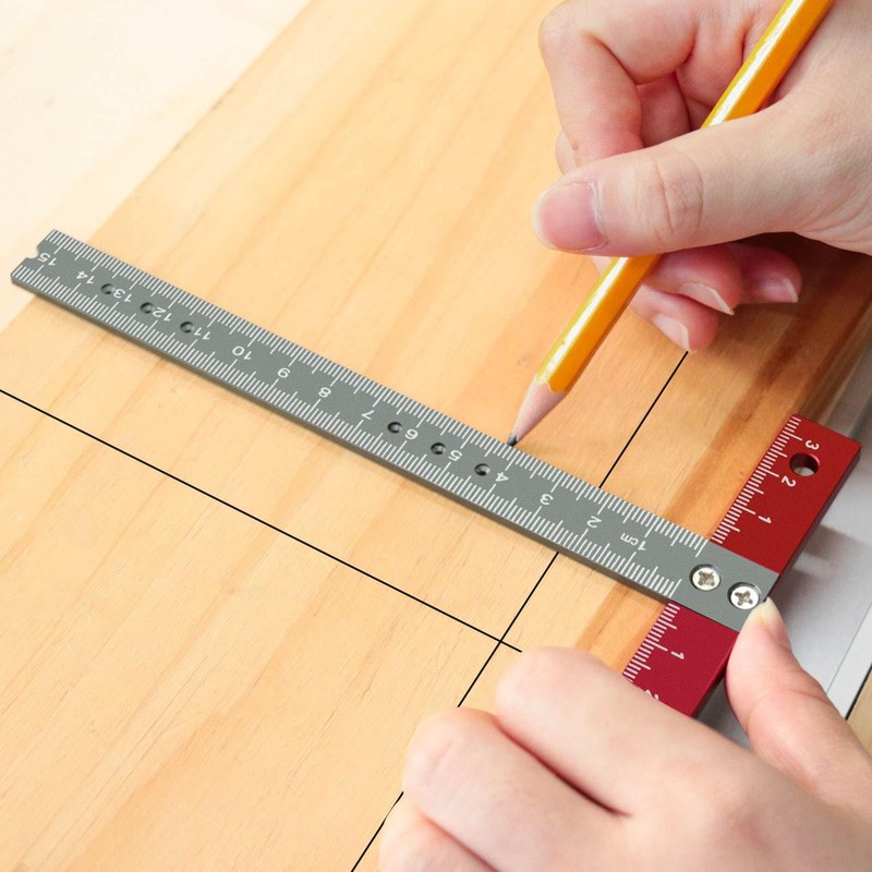 Woodworking T Square Ruler Aluminium Alloy Metal Woodworking Drawing Crafting