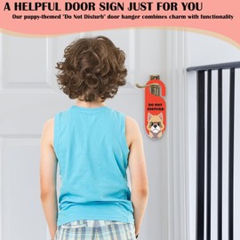 Do Not Disturb Door Hanger Sign 2Pack Door Signs with Puppy Theme Design for Business Office Home Therapists Clinic Dorm Online Class and Meeting Sessions Made of PVC.