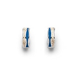 DUR Jewellery Creole Earrings Wave Beach Sand Blue Stone Sand Rhodium-Plated 925 Silver (O5337), Sterling Silver, No Gemstone