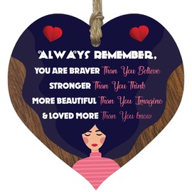 Inspirational Gifts For Women, Braver Smarter Stronger & Beautiful Dark Wooden Hearts, Plaque, Sign, University Gifts for Her, Cheer Someone Up, Love You, Christmas, Birthday, Sympathy By Stuff4