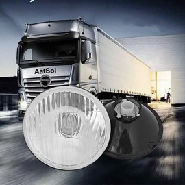 AatSol H4 High/Low H4 7 in Square 6052 Conversion Headlights Housing Crystal Headlight without Headlight-Bulb Included - H4 5 inches Round 4000, Transparent, Glass