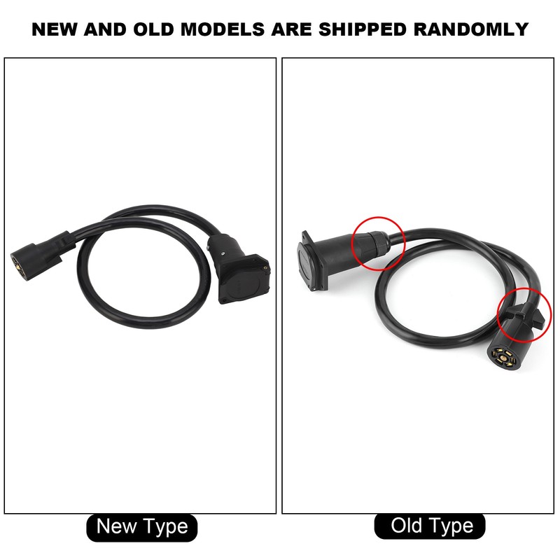 Trailer Extension Cord 7 Way 3ft Double Prong Male Plug