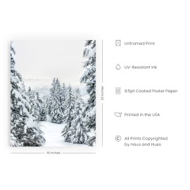 HAUS AND HUES Winter Pine Trees and Snow Wall Art Decor - Made in the USA - Unframed 16x20 (Winter)