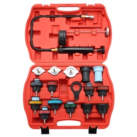 ATPEAM 18pcs Radiator Pressure Pump Cooling System Car Leak Tester Detector Tool Water Tank Adapter Auto Coolant Vacuum Purge Head Gasket