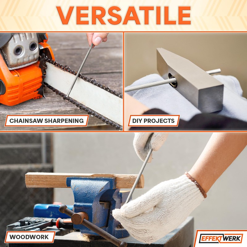 Chainsaw Sharpening File Set - 6 Round Files Compatible w/