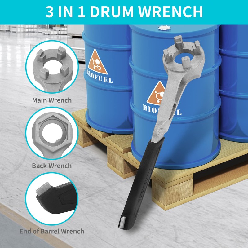 DURATECH Aluminum Drum Wrench, 3-in-1 Bung Wrench, Barrel Opener Tool