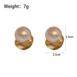 Gold Large Pearl Stud Earrings for Women Trendy Freshwater Round Pearl Drop Statement Earrings Exaggerated Pearl Formal Earrings Wedding Accessories (Gold)