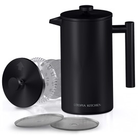 Utopia Kitchen Stainless Steel French Press Coffee Maker 50 Oz, French Press Tea Maker, Camping French Press Coffee Maker, Cold Brew Portable Travel Coffee Presses, Tea Press Gifts Black