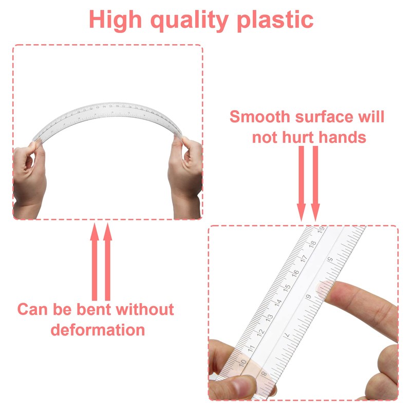 Pletpet 2 Pack 12 inch Clear Plastic Straight Shatterproof Transparent