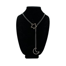 ADEMISHIA Slip Chain Necklace For Women, Gold Moon and Star Choker Necklaces For Women Punk Gothic Adjustable Cuban Lariat Y-Necklace