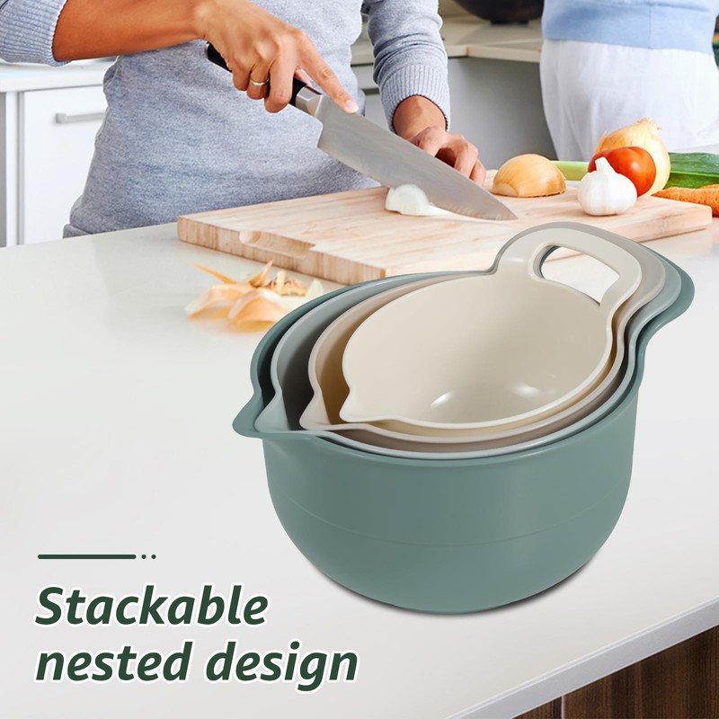 4 Pcs Plastic Mixing Bowl Set, Reusable Plastic Nesting Mixing