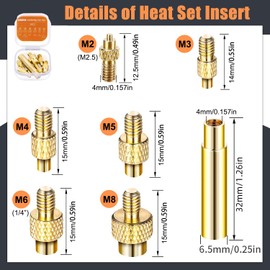 Threaded Insert Insert Nuts 3D Print Brass Nuts M2 2.5 M3 M4 M5 M6 M8 Screw-in Nut Accessories Heat Insert Melting Aid Set for 3D Printing Projects