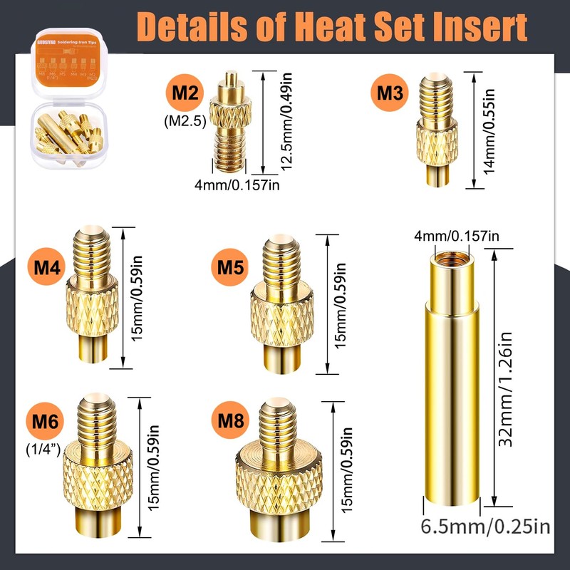 Threaded Insert Insert Nuts 3D Print Brass Nuts M2 2.5