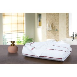 Ample Decor 100% Cotton Set of 1 Beach Towel Large Absorbent Cabana Striped Lightweight, Quick Drying for Adults - Red - 30 X 68 Inch