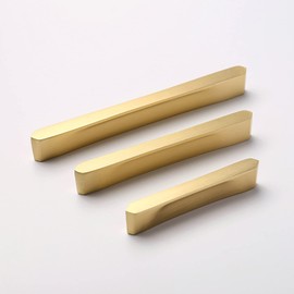 Guolich 2 Pcs Hole Centers 2.5 Inch(64mm) Kitchen Drawer Handle Door Cabinet Pulls Zinc Alloy Handle Modern Gold Brushed Brass Hardware for Wardrobe Bathroom Dresser