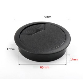 Androxeda Pack of 4 Cable Grommets Plastic Round Wireless Cable Bore Diameter 60 mm Cable Guide for Push-in Desk Channel Cable Passage