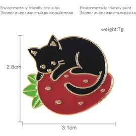 1Pc Cute Enamel Brooch Pins Cartoon Cat Strawberry Brooch Pins Badges Lapel Pin for Women Girl Backpacks Clothing Bags Jackets Jewelry,Women's Brooches and Pins,Men's Fashion