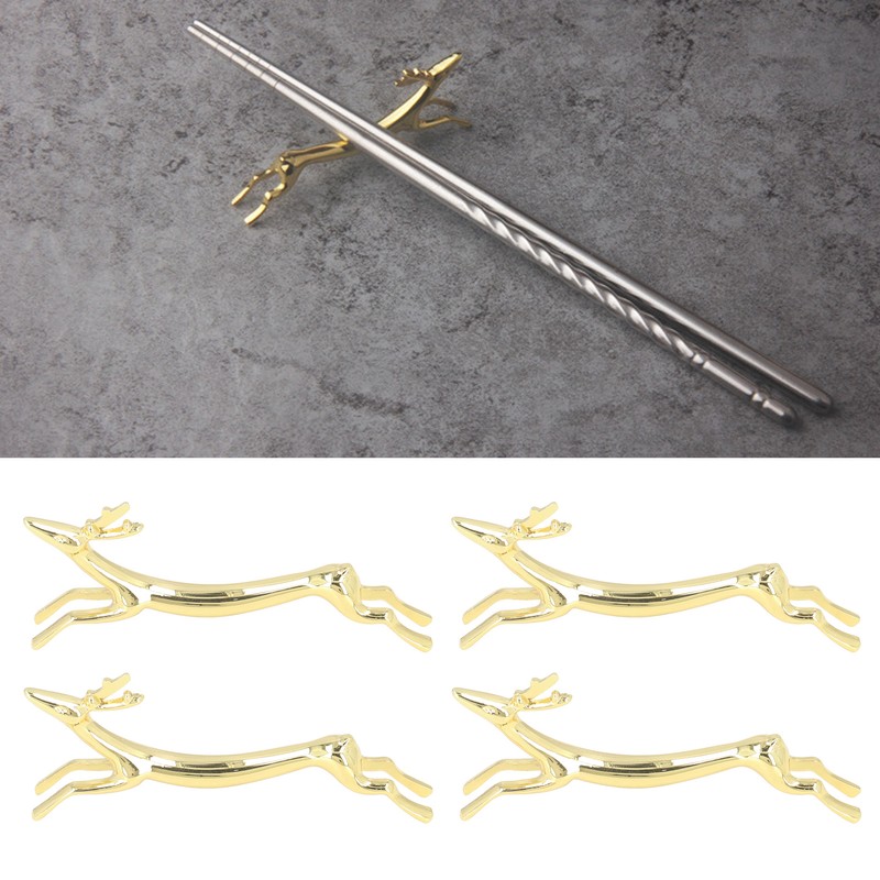 4Pcs Chopstick Rest Smoother Surfaces Reusable Cute Animal Design Gold