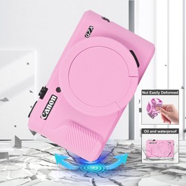 EONORY G7X Mark II Case, Soft Silicone Camera Case for Canon G7X Mark II, Removable Lens Cover Camera Sleeve Rubber Protective Case with Wrist Strap（Pink）