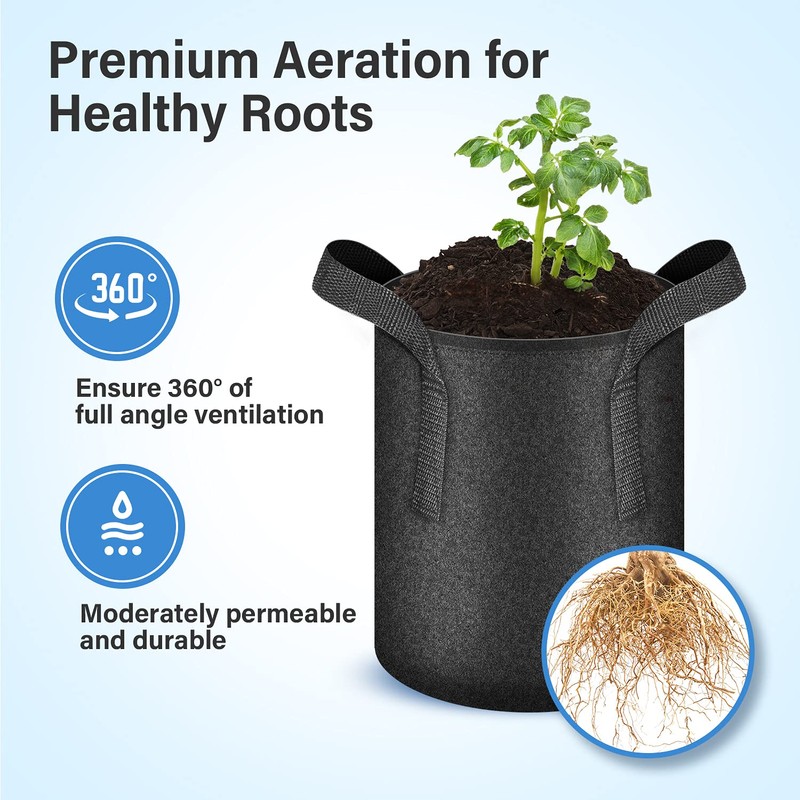 iPower 5 Gallon 10 Pack Grow Bags Nonwoven Fabric Pots