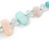 Avalaya Pastel Pink/Mint Shell/Transparent Glass Crystal Bead Long Necklace/110cm L