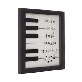 Wisechoice Musical Quotes Wall Decor with When Words Fail Music Speaks Words Engraved, 10 Inch L x 8 Inch W