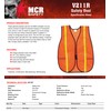 MCR Safety V211R Polyester Mesh General Purpose Safety Vest with