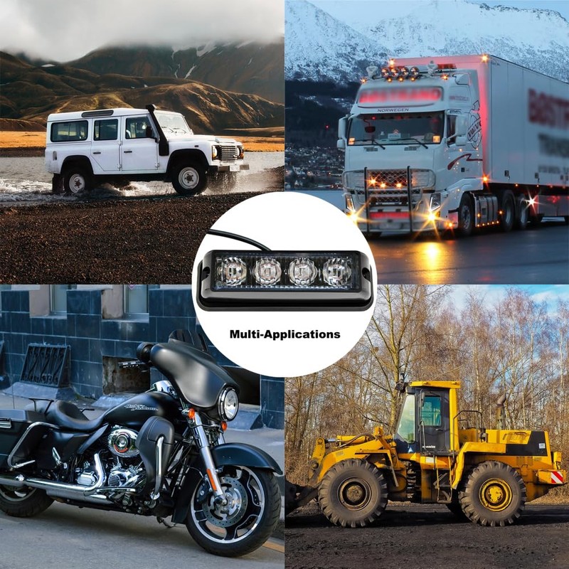 STBLTBAR 2 PCS 4-LED Emergency Strobe Lights for Trucks 12-24V