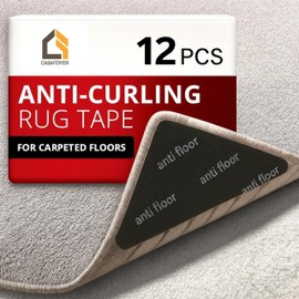 CASAFOYER 12 Piece Triangular Rug Pad, Non Slip Rug Gripper for Hardwood Floors, Carpet Tape for Area Rugs, Double Sided Rug Tape, Rug Tape Hardwood Floor No Damage, Under Rug Non Slip Pad