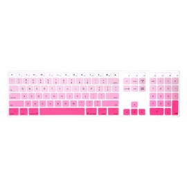 HRH Ombre Pink Silicone Keyboard Skin Cover for iMac Wired USB Full Size Keyboard with Numeric Keypad A1243(G6 MB110LL/B and MB110LL/A)