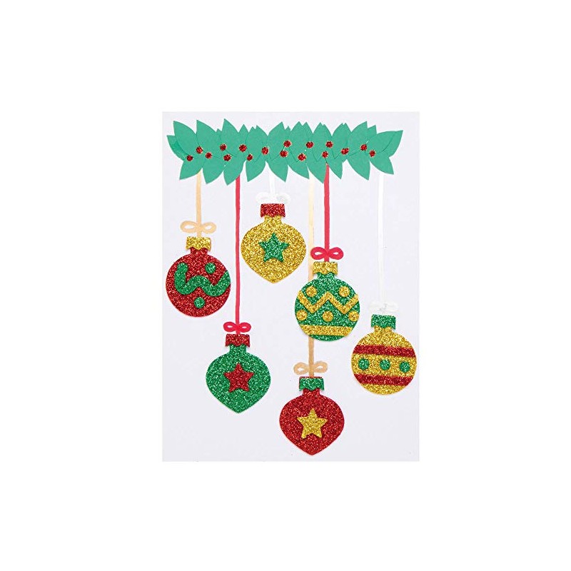 Baker Ross AX312 Christmas Bauble Glitter Foam Rubber Stickers -