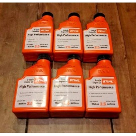 STIHL NEW Genuine STIHL (6) 2.5 Gal HP High Performance 2-Cycle Engine Oil 6.4 fl oz