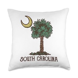 Vintage SC Flag Souvenir Palm Moon Outfit South Carolina Throw Pillow