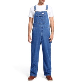 HISEA Men's Denim Bib Overall, Mens Relaxed Fit Overall Midweight Workwear with Adjustable Straps and Convenient Tool Pockets