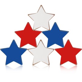 Maitys 6 Pcs 4th of July Wooden Star Signs Patriotic Red White Blue Wood Star Standing Blocks Table Tiered Tray Decoration for Independence Day Memorial Day Festival Celebration(Vintage)