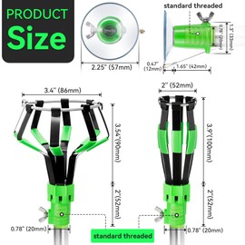Dreyoo 3 Pieces Set Light Bulb Changer, Standard Incandescent, Floodlight and Suction Cup Light Bulb Changer Compatible with Standard Threaded Extension Pole, Pole Not Included(Green)